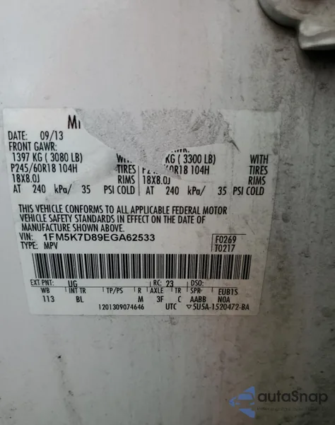 2014 Ford Explorer Xlt z USA, uszkodzony, nr VIN 1FM5K7D89EGA62533